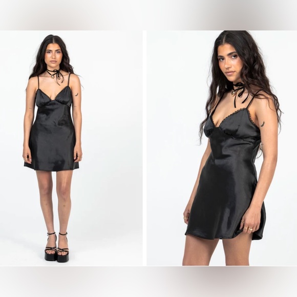 Black Silky Dress - Picture 2 of 4